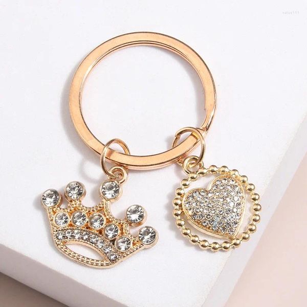 Keychains delicados esmaltes llaves de llave de la corona crystal llave llave cadenas de princesa regalos de recuerdo para mujeres hombres bricolaje joyas hechas a mano