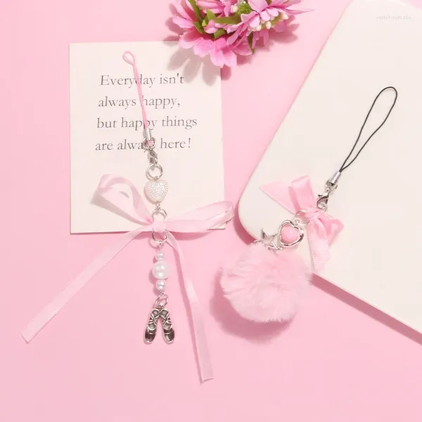 Keychains Disdicate Rose Ball Woven Ribbon Bow Keychain Pendant Ribbons Bowknot Keyring For Sacs Backpacks Téléphone