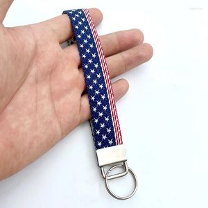 Keychains Design Keychain drapeau américain brodé pendentif arrière package de bijoux bijoux en gros