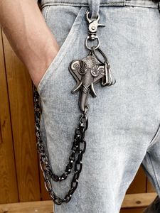 Porte-clés Design Pantalon Chaîne Mode Homme Tête d'éléphant Accessoires Punk Hip-Hop Jeans Taille Déchirée