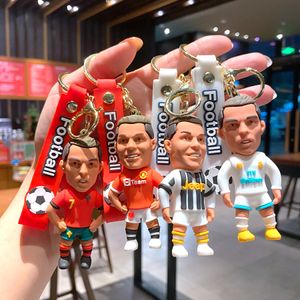 Keychains Designer Keyrings Creative Cartoon Cr7 Football Characon Key Chain for Men Mute Penalty Cristiano Ronaldo Charac à dos Pendeur