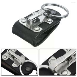 Llaveros Llavero desmontable Hombres Negro PU Accesorios de cuero para negocios Llavero Clip Cinturón Soporte de acero X5Q1