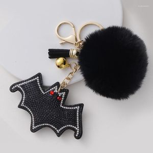 Porte-clés diamant-clouté coréen velours chauve-souris boule de cheveux porte-clés personnalité voiture anneau pendentif animal fabricants spot enek22