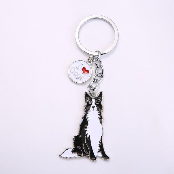 Llaveros Venta Directa Fábrica Aleación de Metal Esmalte Color Mascota Llavero Border Collie Perro Titular Amantes de los Animales Decoración Joyería Personalizada