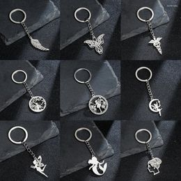 Keychains bricolage en acier inoxydable Guardian Angel Keychain pour filles mignon pendentif portefeuille clés de clés de clés de la fête
