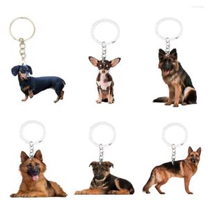 Porte-clés chien breloques porte-clés 6 pièces/ensemble Animal pas 3D Llaveros mignon pour amis petit ami cadeau clé de voiture sur le sac à dos sac à main Anime