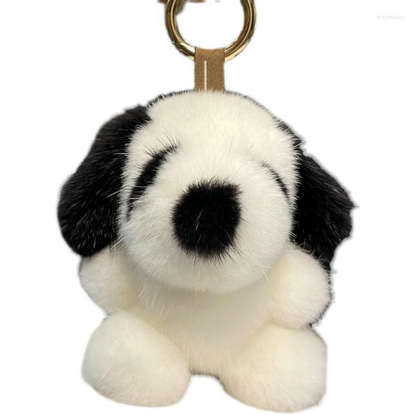 Keychains Dog Doll Real Keychain Fluffy Puppy Toys Key Ring Backpack Pendant sac Charme Accessoires Miri22