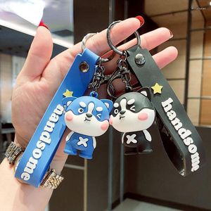 Keychains Dog Key Keychain Ring Chain Car Mobile Telefoon Lether Bag hanger schattig ornament cadeau mannen en vrouwen accessoires groothandel miri22