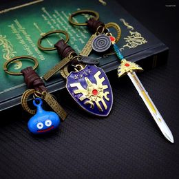 Porte-clés Doragon Kuesuto Cuir Porte-clés Bouclier Épée de la route Dragon Quest Porte-clés pour hommes Accessoires de jeu Porte-clés Llaveros