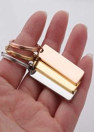 Keychains Doreen Box RVS Keychain RECTANGE RECTANGE BLANC SIMPLES S BLA GOLD COULEUR 65 mm x 25 mm, 1 pièce4930717