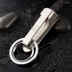 Porte-clés Double anneau en métal taille suspendue porte-clés portant de la ceinture pendentif de voiture pour hommes robuste haut de gamme et peut être personnalisé pour