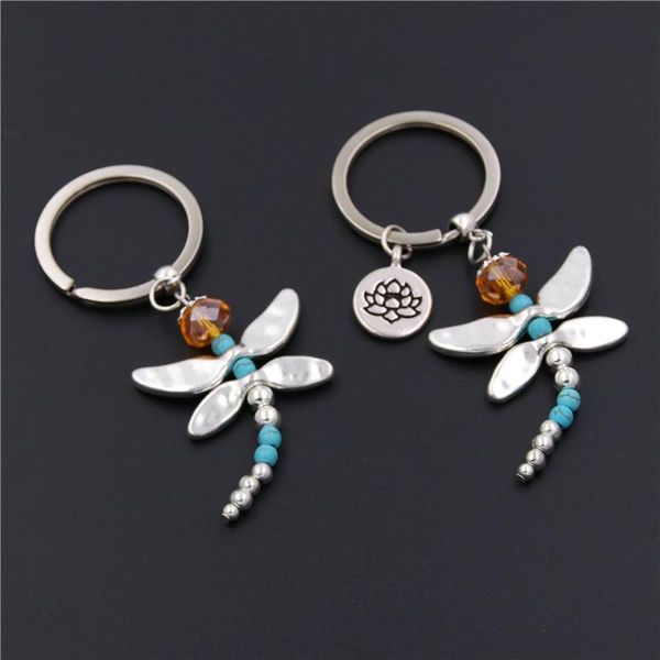 Porte-clés Libellule Lotus Charmes Belle Mignon Cristal Charme Pendentif Bourse Sac À Main De Voiture Porte-clés Porte-clés Fête De Mariage Cadeau Pour FriendKeychain