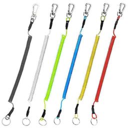 Keychains elastische koord sleutelhanger sleutel anti-maximaal touw beveiligde vergrendeling tackle draagbare vissers lanyards voor klimmateriaal staaldraad enek22