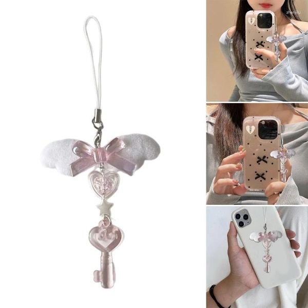 Keychains Elegant Bowknot Chain Per perle Téléphone Pendentif Keychain pour les livres d'écouteurs Clé du sac