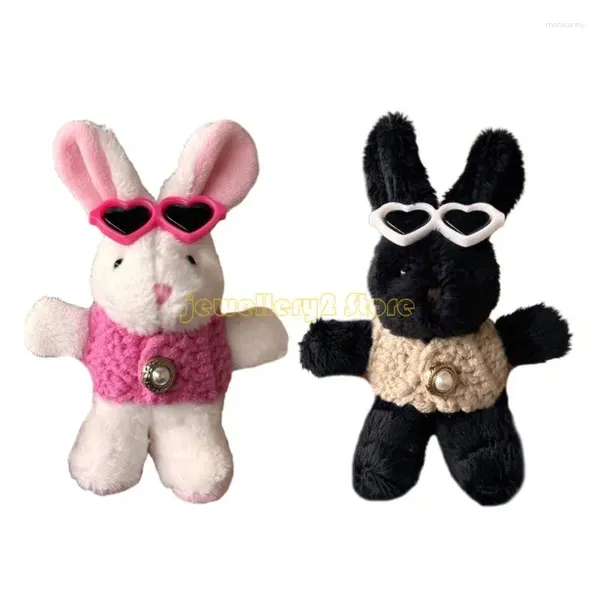 Porte-clés élégant lunettes porte-clés charme peluche lapins pendentif sac accessoire C9GF