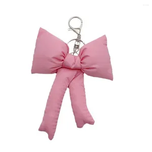 Keychains Elegant Pink Bow Keychain Grote bowknot Keyring eenvoudige sleutelringen telefoon lanyard tas rugzak hanger zoete paar cadeaubegenen