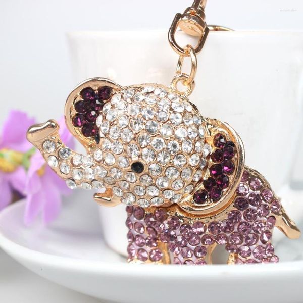 Llaveros elefante encantador lindo creativo cristal colgante encanto monedero coche llavero cadena NiceSubstantial regalo Original hecho a mano