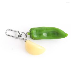 Porte-clés Émulation Légumes Poivre Ail PVC Résine Drôle Porte-clés Étudiant Sacs À Dos Balancent Charme Porte-clés Pendentif Suspendu Bijoux