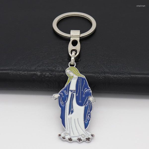 Porte-clés émail coloré Notre-Dame de Guadalupe Keyring Catholique Ange Vierge Marie Pendentif Porte-clés Ornement Bénédiction Baptisé Bijoux