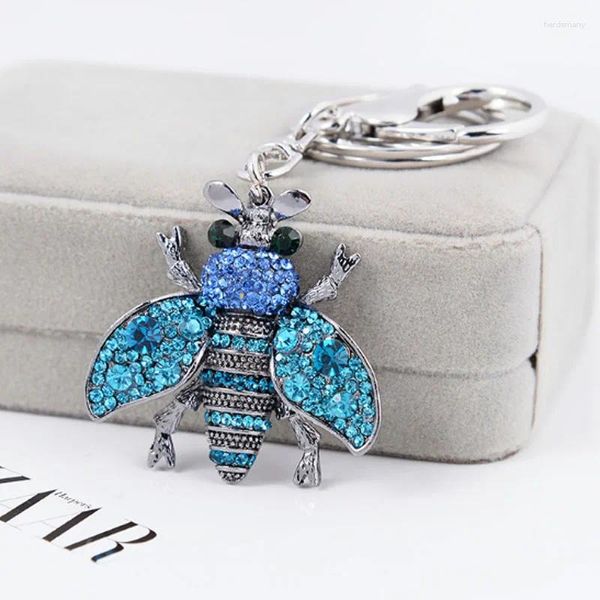 Llaveros con dijes de abeja de cristal esmaltado, llavero para mujer, bolso para niña, accesorios para colgar en el coche, regalo de joyería CH3503