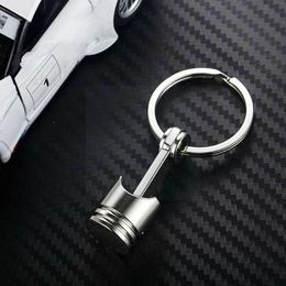Keychains motor zuiger hanger ringketen groothandel zilver fob auto smal h2q8