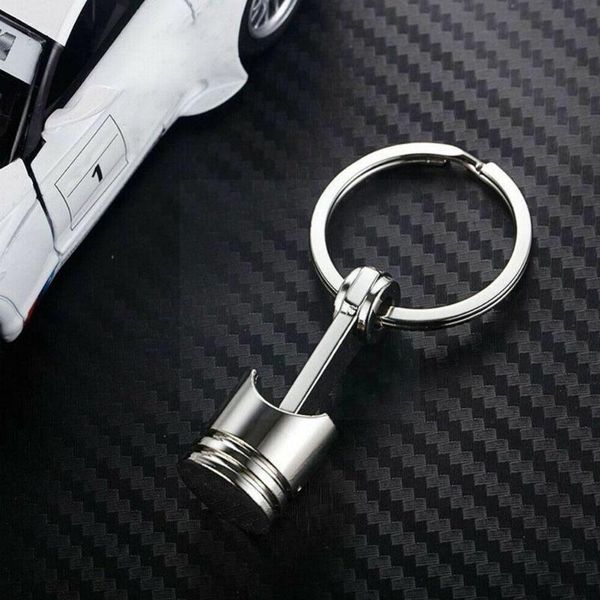 Porte-clés Moteur Piston Pendentif Anneau Chaîne Gros Argent Fob Voiture Smal H2q8