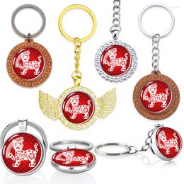 Keychains ESSPOC Anime Tiger Keychain Charms Crystal Keyholder China Classic Traditional Paper Cut Cultural Jewelry Souvenirs