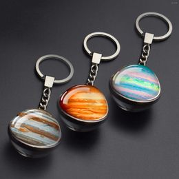 Porte-clés Esspoc Galaxy Glass Ball Porte-clés Double Face 35MM Cabochon Porte-clés Porte-clés Pour Femmes Hommes Bijoux Astronomie Cadeau