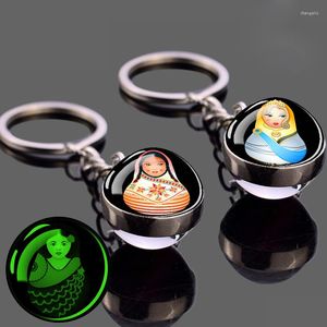 Keychains Esspoc Russian Special Design Matryoshka -serie Key Chain Cute Doll Keychain For Women Girls Gift Luminous Jewelry