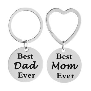 Keychains Europese en Amerikaanse roestvrijstalen ronde Love Keychain Family Presents to Pad Mom ooit geschenken DIY aanpasbare groothandeleyChains