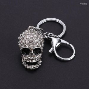 Keychains European and American Style Skull Keychain Big Crystal Purse Tas Bag ornament auto Key Accessories Men Women Fashion Pendant Enek22