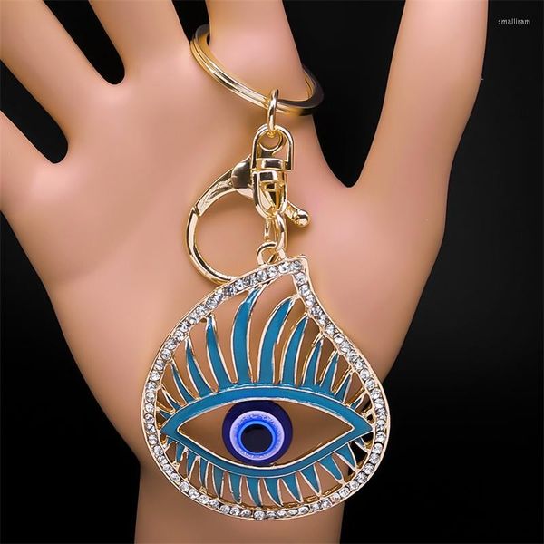 Porte-clés mauvais yeux bleus porte-clés pour femmes émail alliage strass couleur oeil de dinde porte-clés sac accessoires bijoux Llaveros