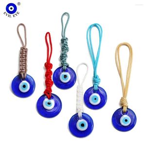 Porte-clés EVIL EYE Main Tressé Corde Tenture Murale Verre Bleu Turc Pendentif Voiture Porte-clés Bijoux De Mode Pour La Maison Salon