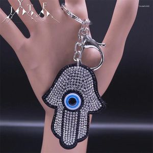 Porte-clés Evil Eyes Hamsa Main Porte-clés Clé Bling Cristal Alliage Anneau Pour Ami Bleu Eye Sac Accessoires De Voiture Bijoux Cadeau KXH142S0