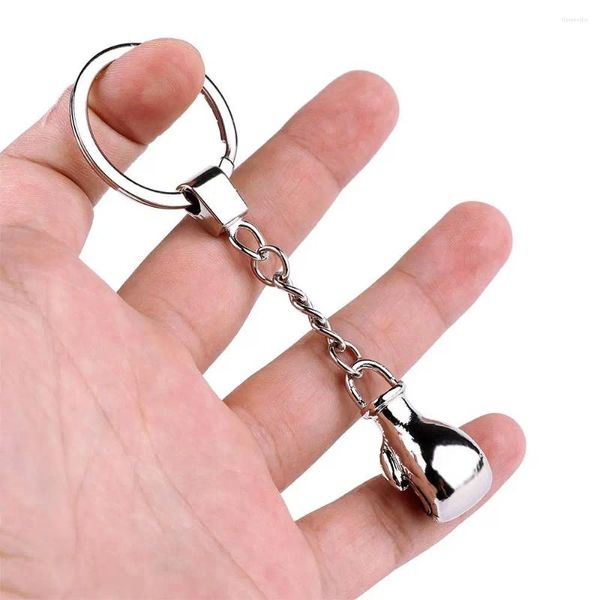 Keychains Exquisitos Mini Guantes de boxeo Creative Keychain Fashion Silver Color Metal Key Ring para mujeres Regalo de joyería