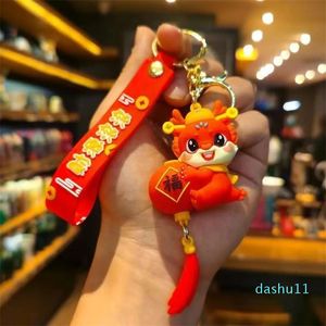 Porte-clés exquis Dragon année mascotte porte-clés chaîne de voiture festive sac de poupée pendentif couple accessoires