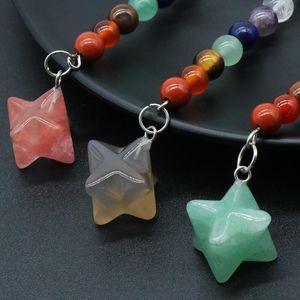 Keychains Exquise Women Keychain Natural Stone Agate Sodalite Blue Turquoise Star Key Rings voor auto's Zakken Kleding Paar hangerse sieraden Miri22