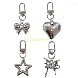 Keychains llamativos arco de arco/estrella/corazón llave colgante anillos de mariposa adorno C9GF