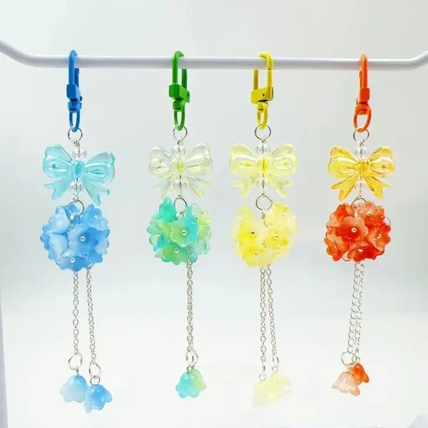 Porte-clés accrocheur cristal Bowknot porte-clés pour sacs à main orchidées exquises fermoir à homard porte-clés bijoux durables Y08E