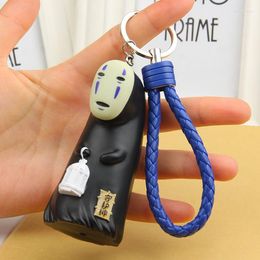 Porte-clés homme sans visage poupée en PVC porte-clés Miyazaki Hayao Film porte-clés en cuir fougueux pendentif pour femmes breloques de sac accessoires de clé de voiture