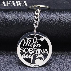 Porte-clés Famille acier inoxydable Sobrina porte-clés femmes ronde espagnole nièce porte-clés bijoux Acero inoxydable Joyeria Mujer K2826S01