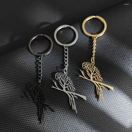 Porte-clés arbre généalogique de vie pendentif rond porte-clés pour femmes hommes en acier inoxydable porte-clés bijoux Vintage amis