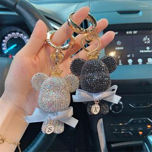 Keychains Fancyfantasy Bowknot Key Chain Strass Rhinestone Bear Animal Keychain Riem Riem Lady Bag Pendant Llaveros Para MujerkeyChains