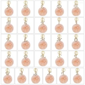 Porte-clés Mode 26 Lettres Anglaises Zircon Pendentif Porte-clés Pour Femmes Hommes En Peluche Boule Porte-clés Sac Souple Clip Accessoires Bijoux