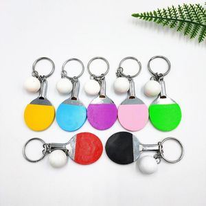 Keychains Fashion 7 Color Sport Ping Pong Table Tennis Ball Badminton Bowling Keychain Charms Keyring Key Ring Souvenir Cadeau