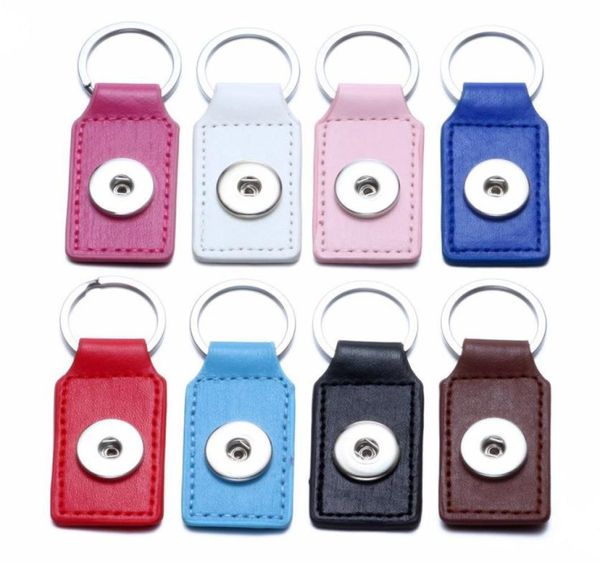 Keychains Fashion 8 Colors PU Botón de cuero de cuero Anillos de llave de llave ajustados Diy de 18 mm Drop entrega 2021 Accesorios DH25684102