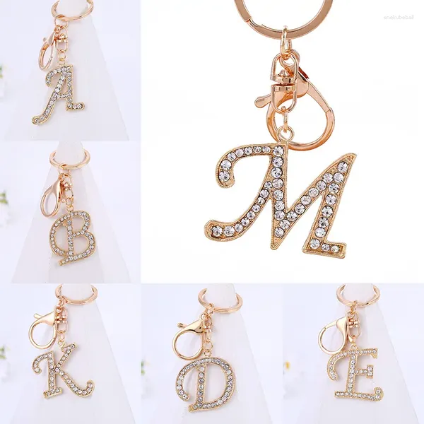 Porte-clés Mode A-Z Lettre Porte-clés Strass Cristal 26 Anglais Initiale Porte-clés Pour Femmes Voiture Sac À Main Bijoux Cadeaux Porte-clés