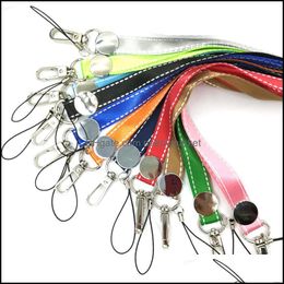 Porte-clés Accessoires de mode 10pcs Couple couleur pure cou lanière porte-clés sangle de téléphone portable porte-badge corde porte-clés cosplay dro