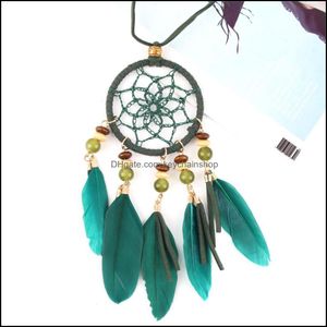 Keychains Fashion Accessoires 1pc Classic Handmade Dreamcatcher Feather Keychain Bohemia Dream Catcher Pendant Keyring voor vrouwenportemonnee Jood