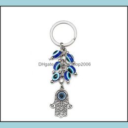 Keychains Fashion Accessories Animal Butterfly Turtle Elephant Evil Eyes Keychain Key Chain Glass Blue Eye Pendant Ornament Ring Drop Delive